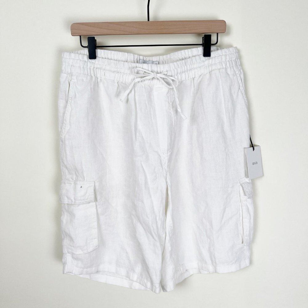 New Onia Linen Tom Cargo Shorts Beach Spring Summer Casual Utility Relaxed Fit - Picture 2 of 9